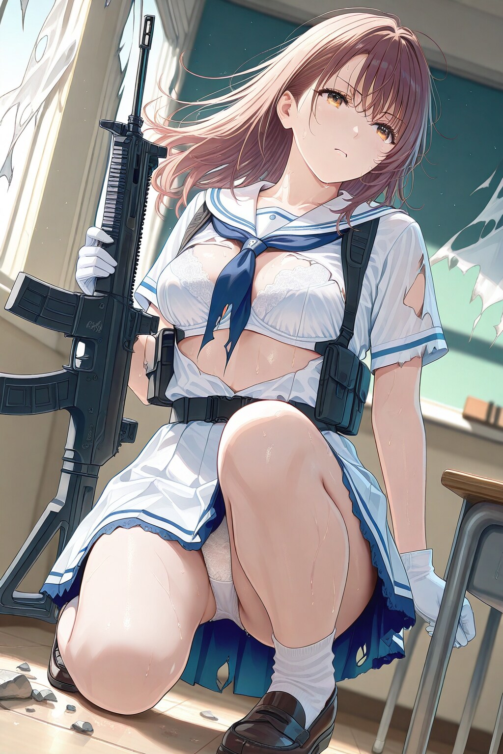防戦中の武装JK