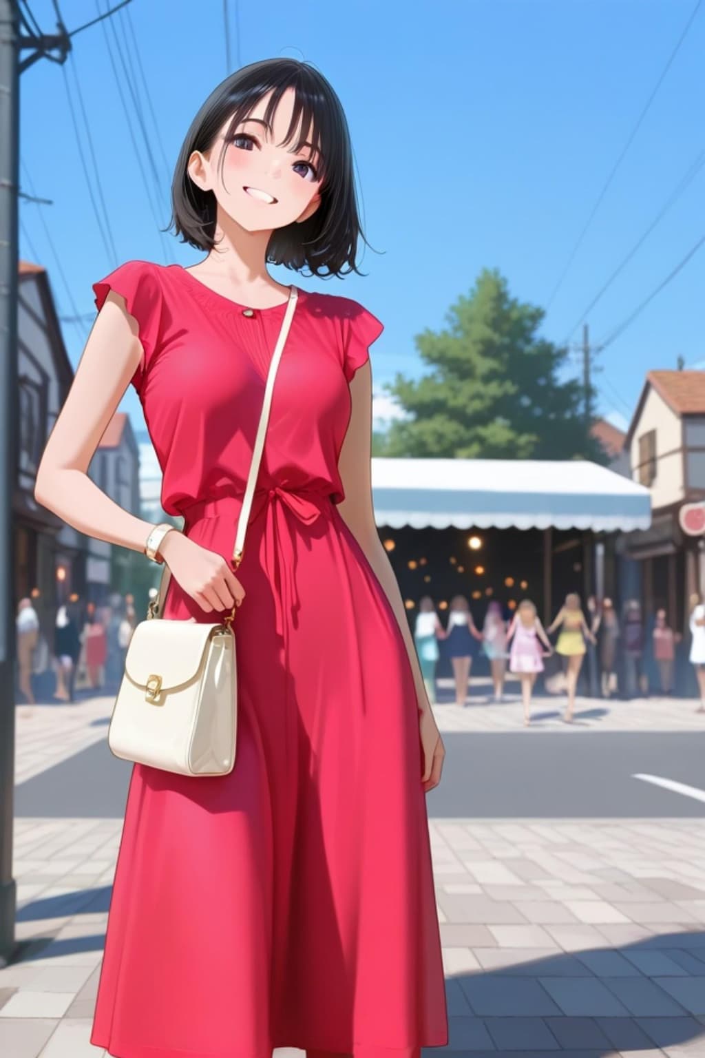 お出かけする黒髪ちゃん