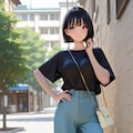 お出かけする黒髪ちゃん 2枚目