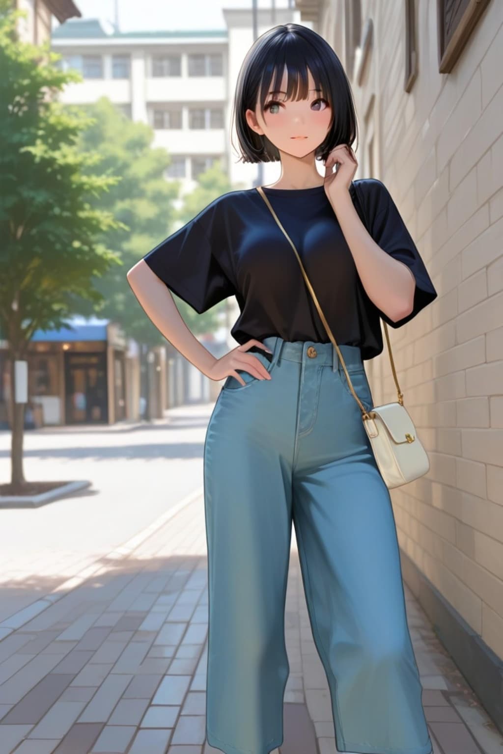 お出かけする黒髪ちゃん