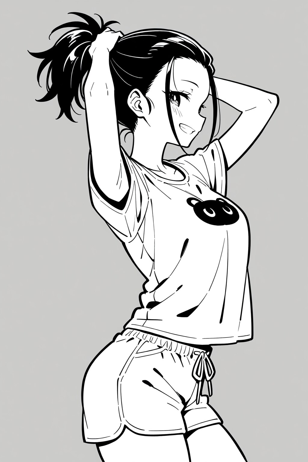 モノクロ髪の毛を束ねる女の子 | の人気AIイラスト・グラビア