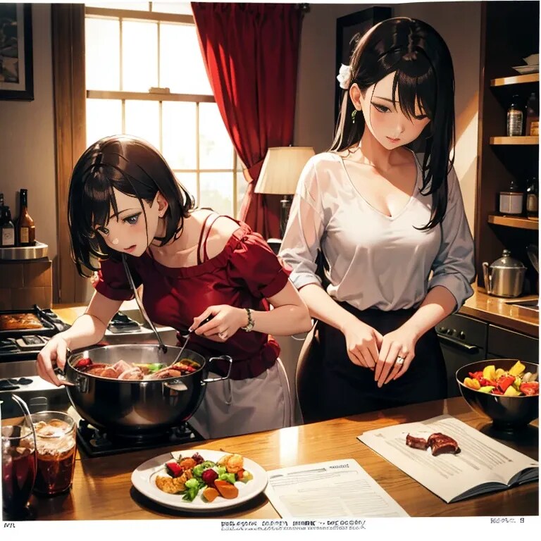 二人でお料理 | の人気AIイラスト・グラビア