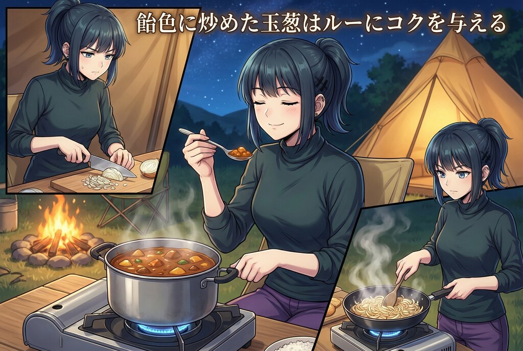 飴色に炒めた玉葱はルーにコクを与える