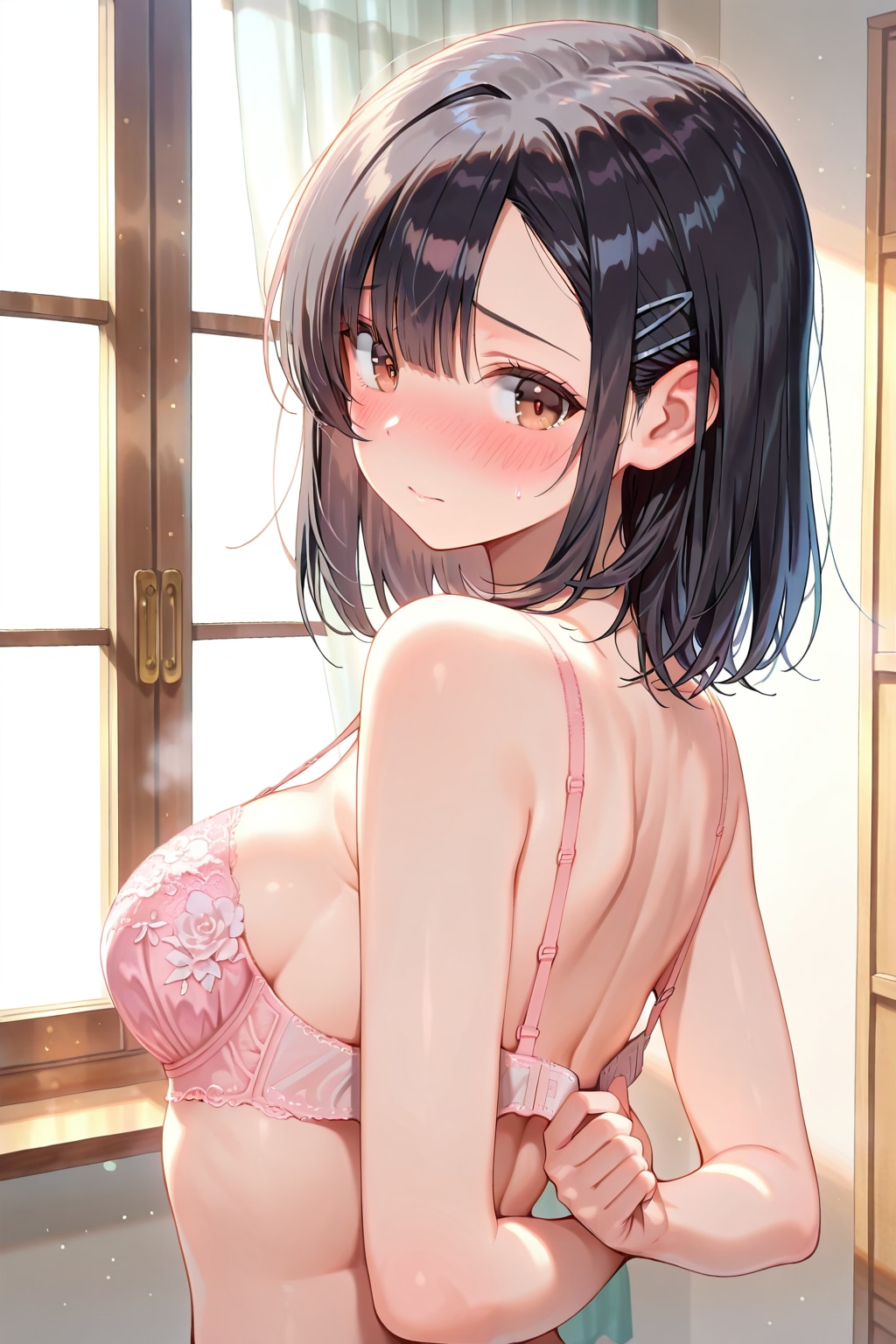 見てるんだったらホック留めてくれませんか？