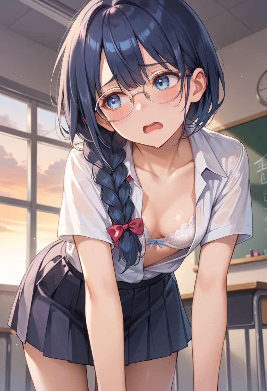 眼鏡女子のチラ見せ