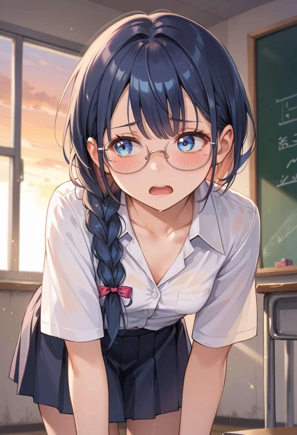 眼鏡女子のチラ見せ