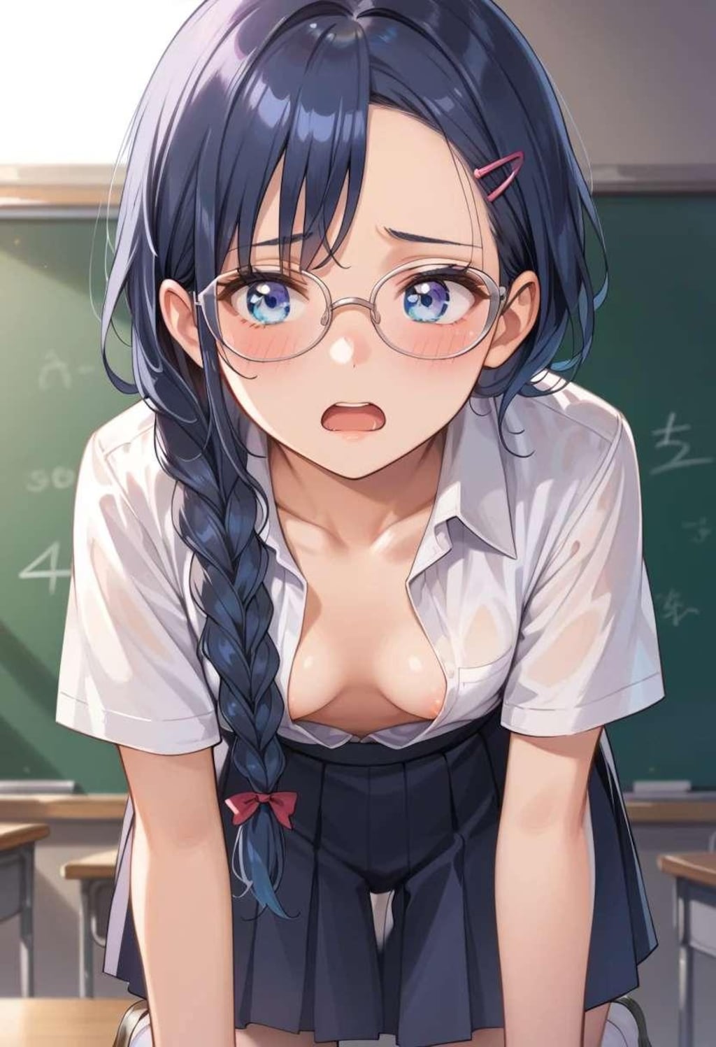 眼鏡女子のチラ見せ