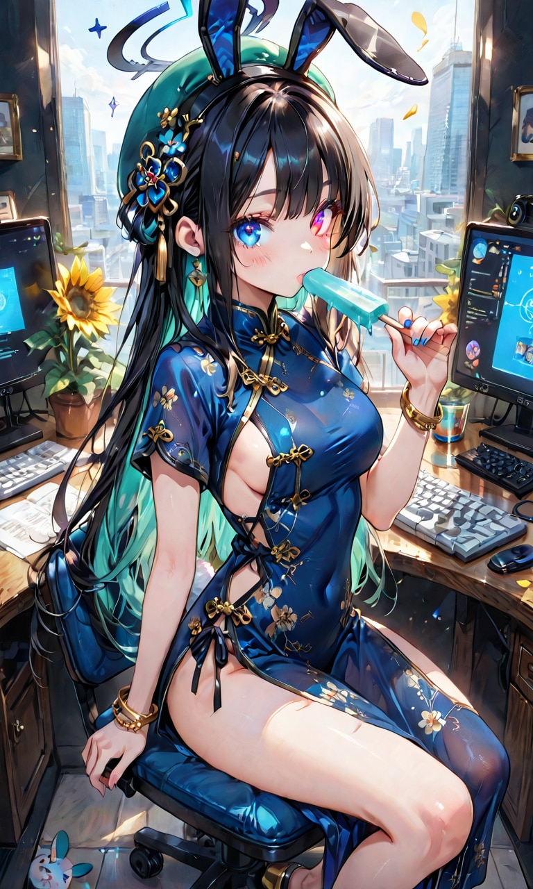 アイスクリーム兎カチューシャ中華服