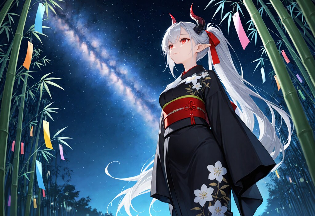 七夕と銀髪竜姫さん