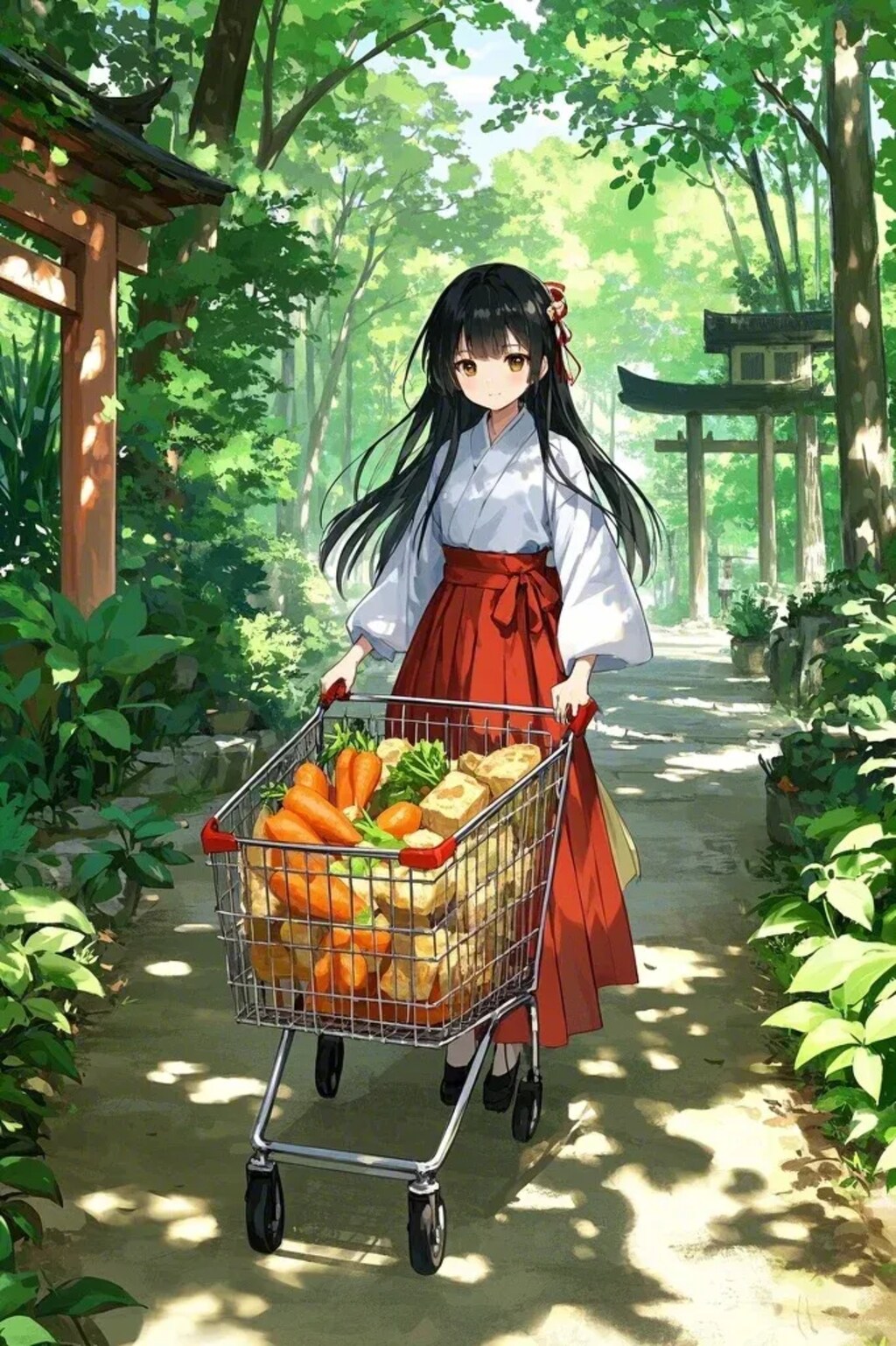 ニンジンと厚揚げを運ぶさくらちゃん