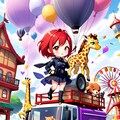 車に乗る赤髪ちゃん 3枚目