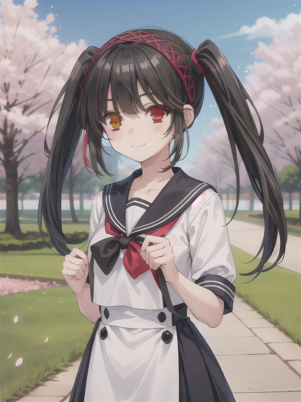 黒髪ツインテでセーラー服の少女