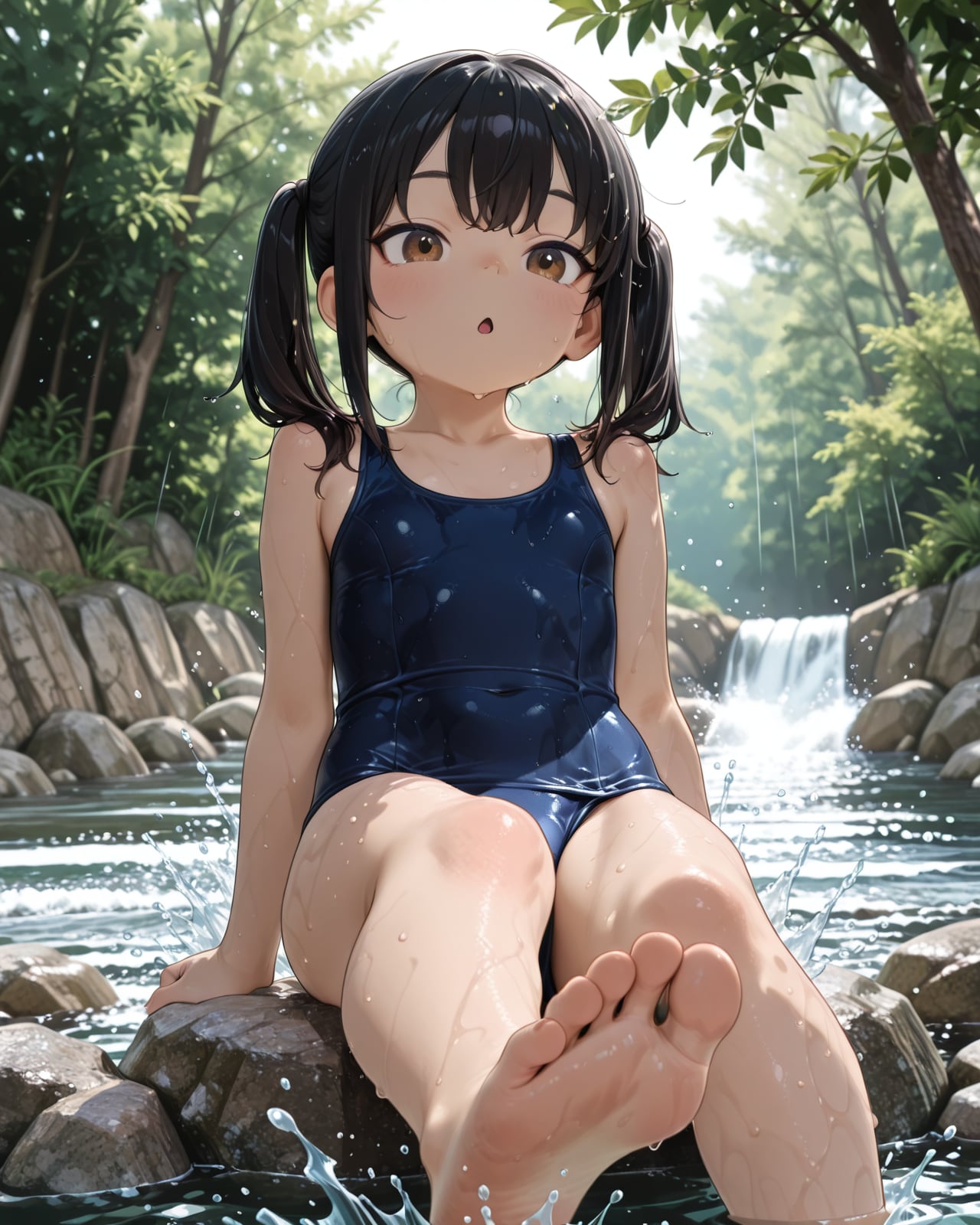 川でスク水