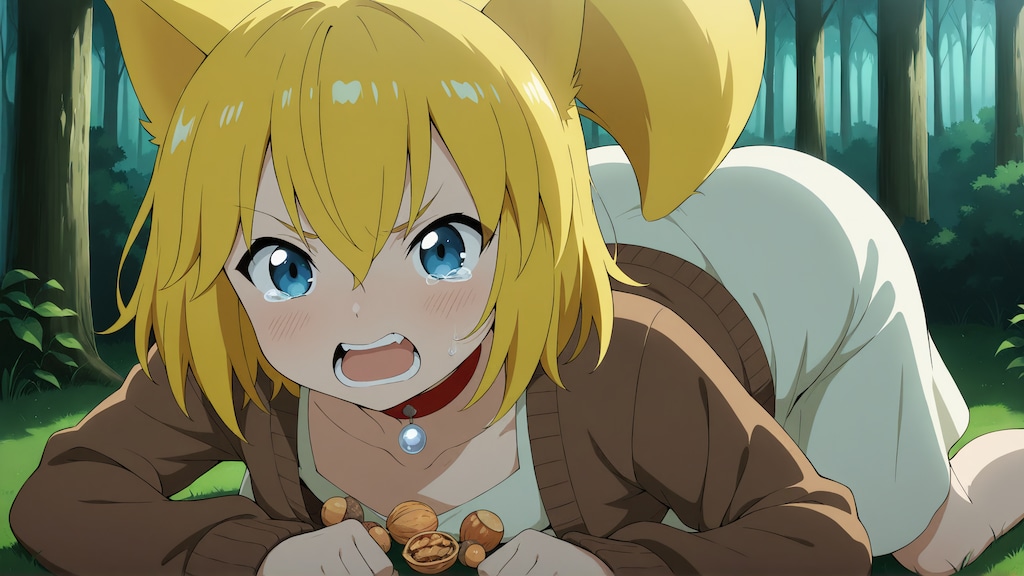 冬の備えのために大好きな木の実をウキウキ気分で拾いにいったものの今年は不作で両手で数えられる程度しか見つからずしょんぼりしていたところそこへたまたま通りがかった…