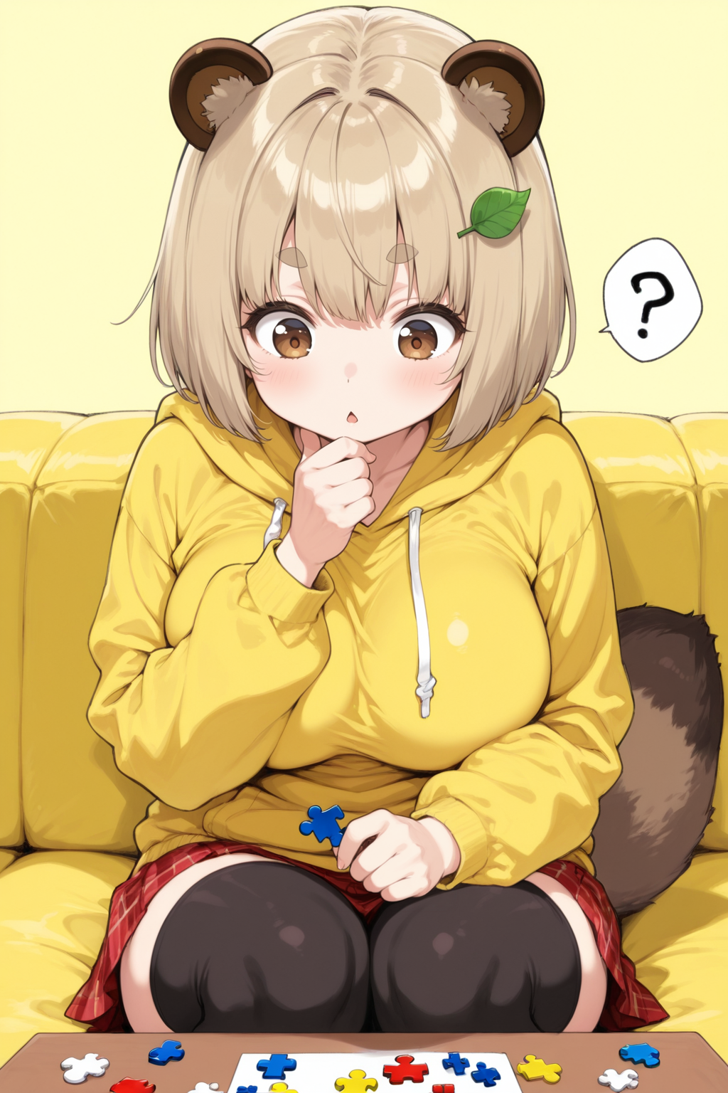 パズルに挑戦中の珠樹ちゃん | の人気AIイラスト・グラビア