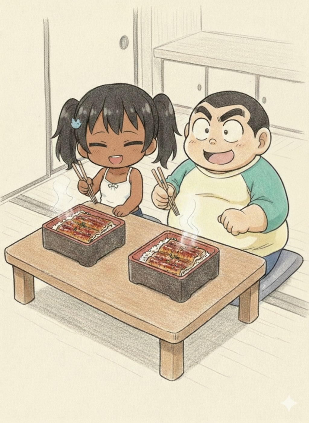 【こなつちゃん】小嶋くんと、うな重を食べる