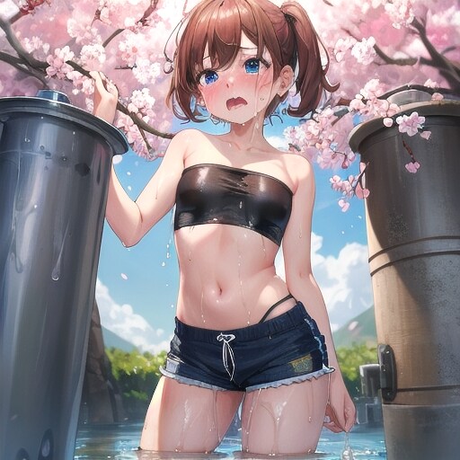 公園の噴水で