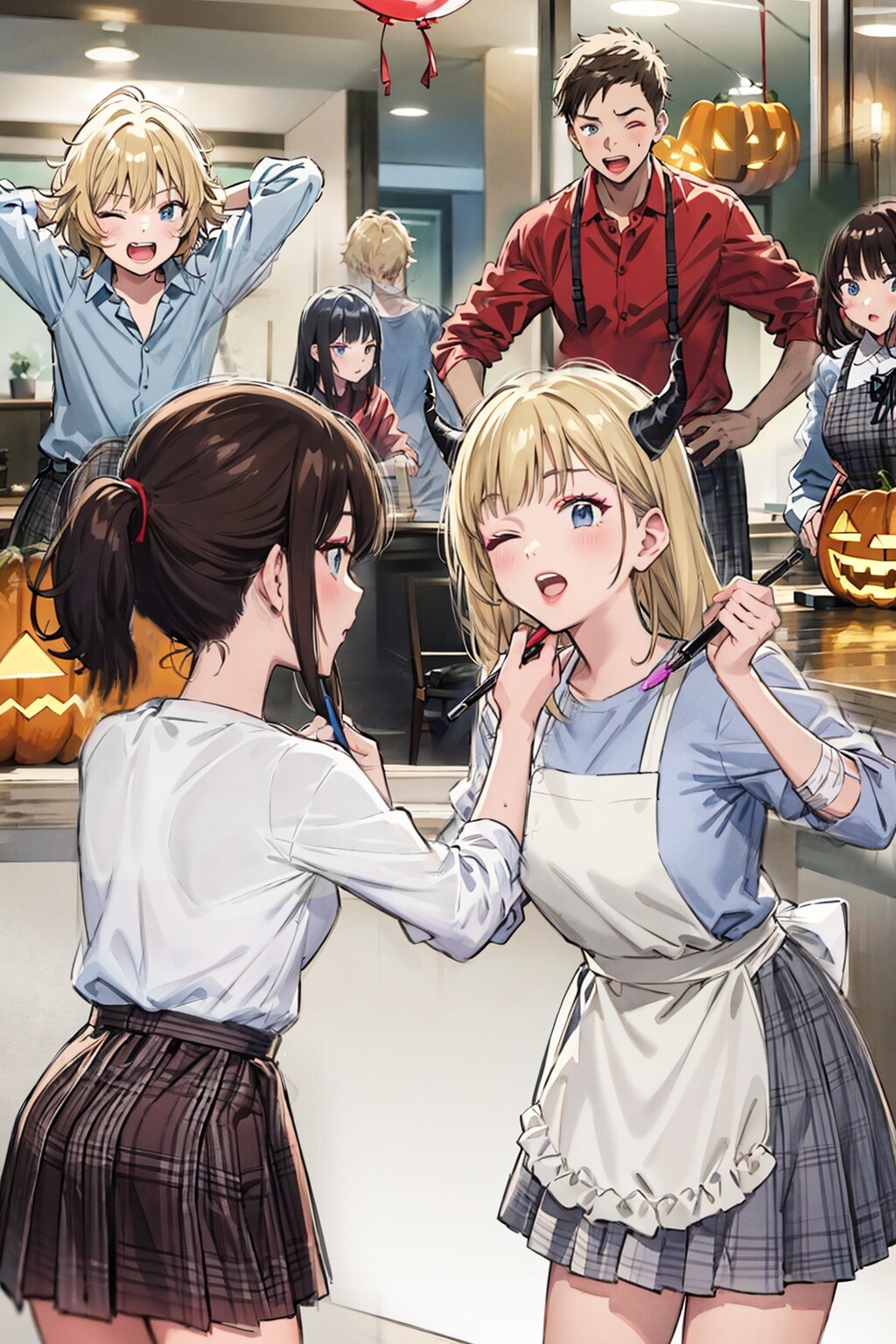 みんな楽しくパーティー準備