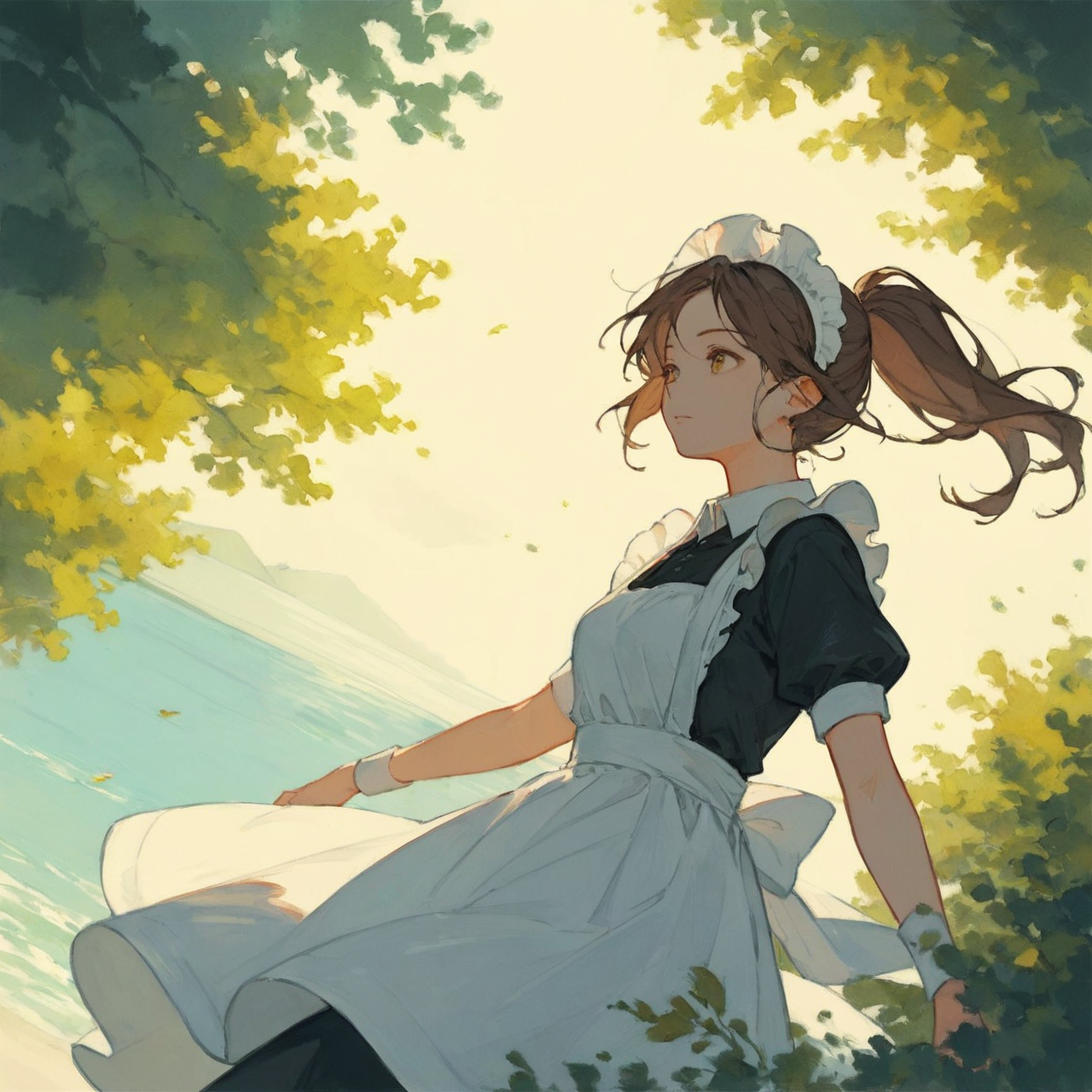 海辺の街のメイドさん