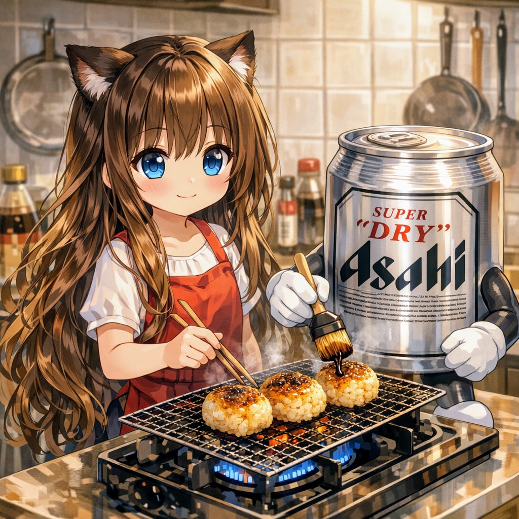 焼きおにぎりを作る小さな女の子 | の人気AIイラスト・グラビア