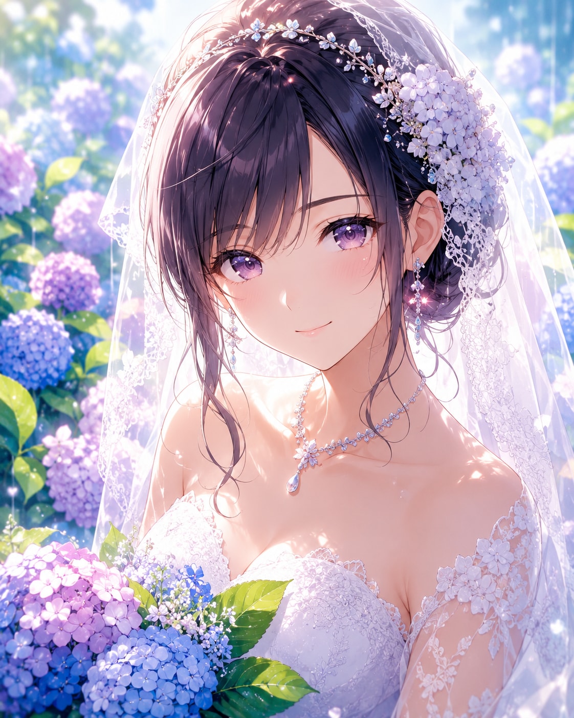 花嫁と紫陽花