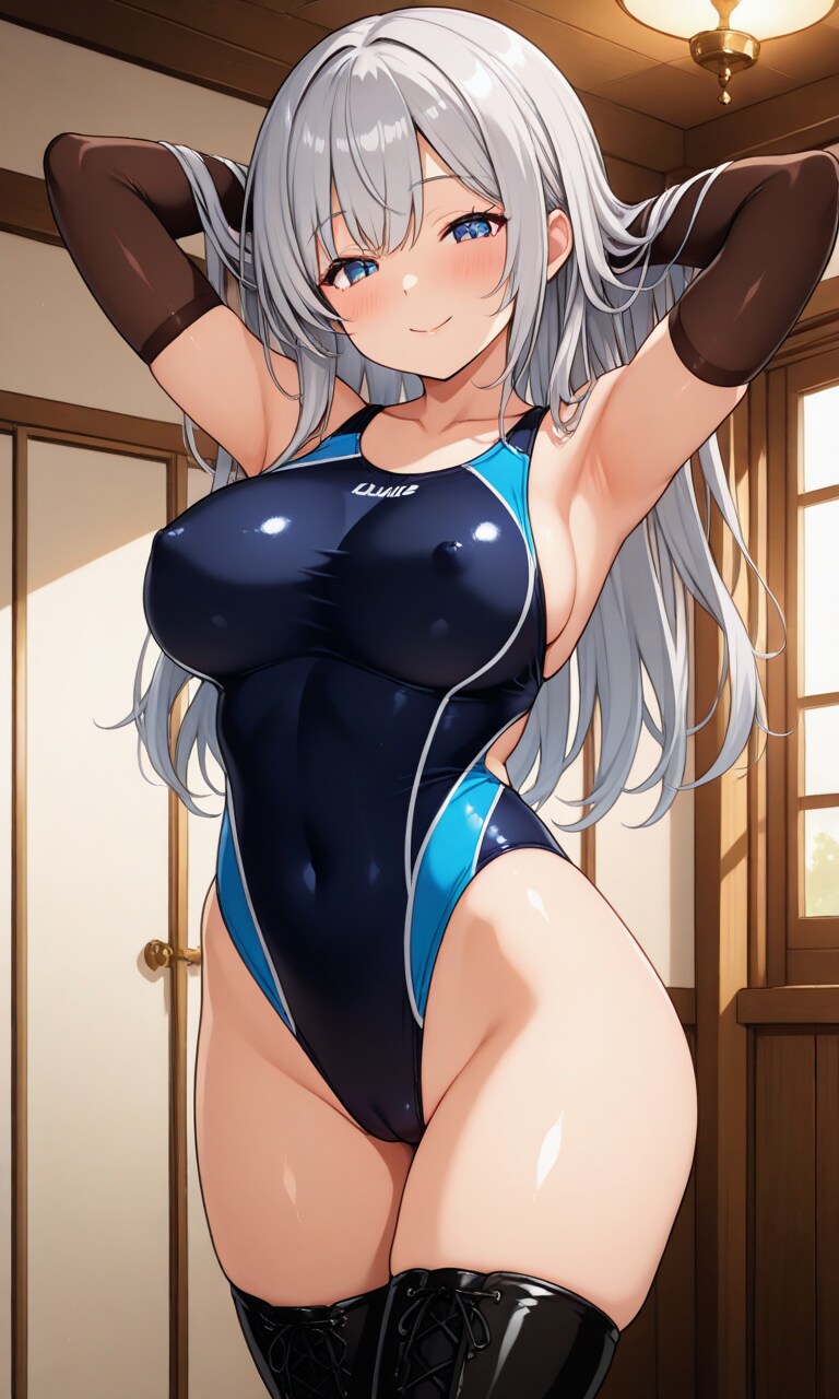 競泳水着ニーソグローブ