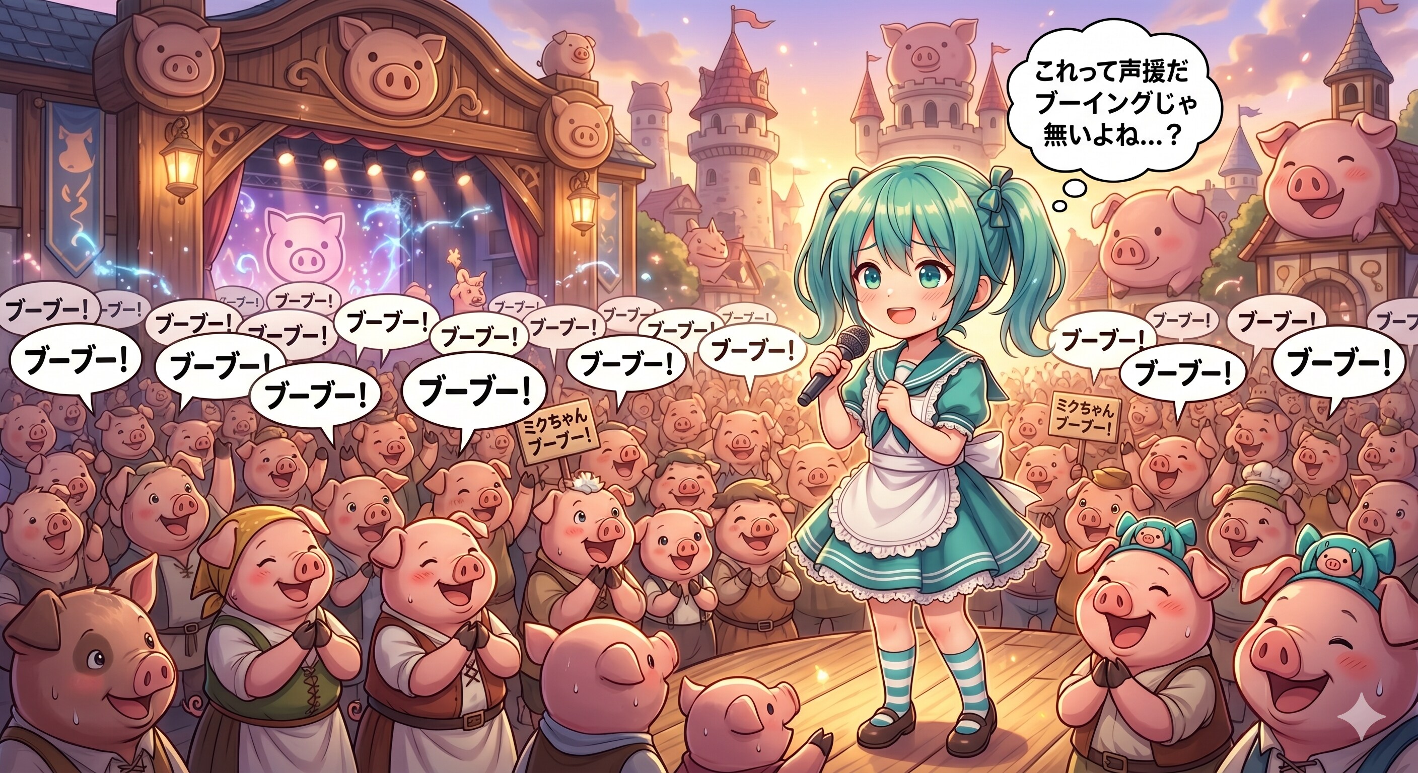 🐷これって声援だよね？😅 | の人気AIイラスト・グラビア