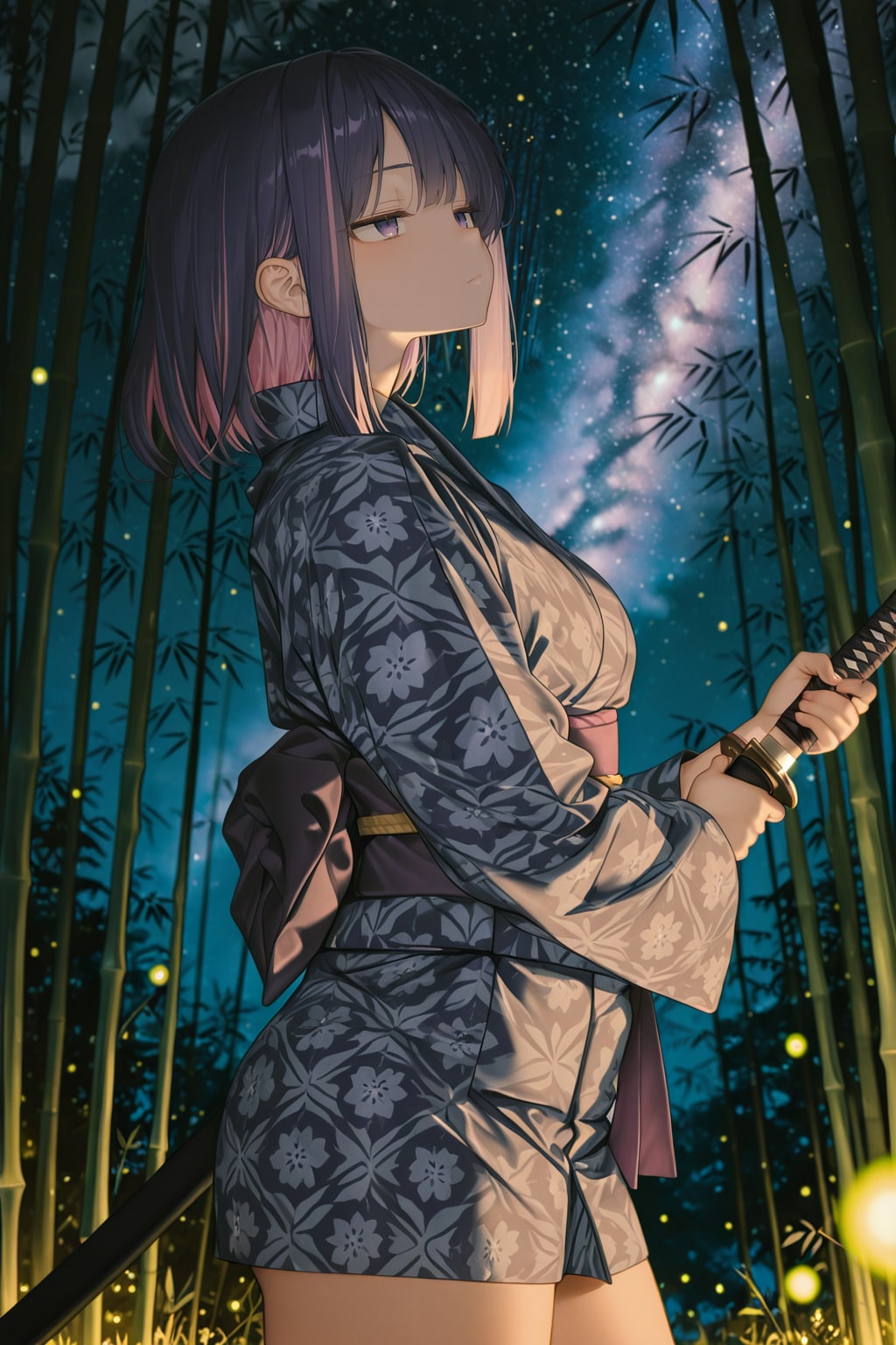 天の川を見上げる剣士