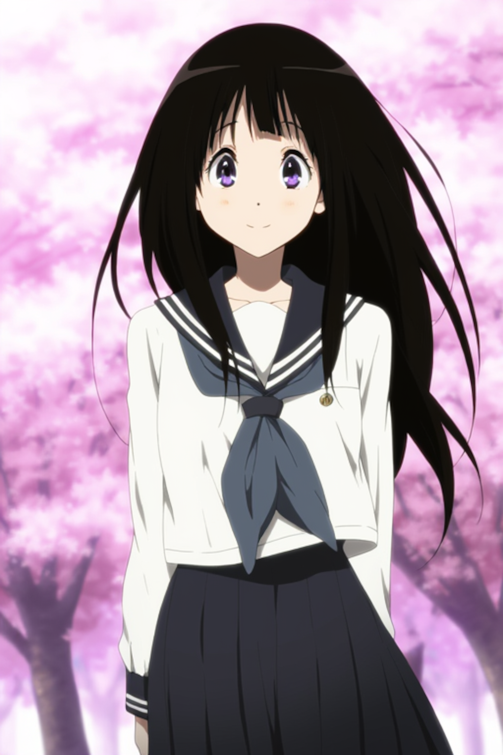 桜の下の千反田える