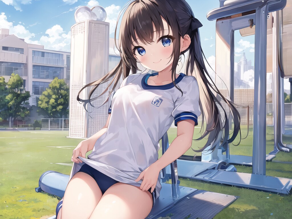 休憩中のブルマ少女