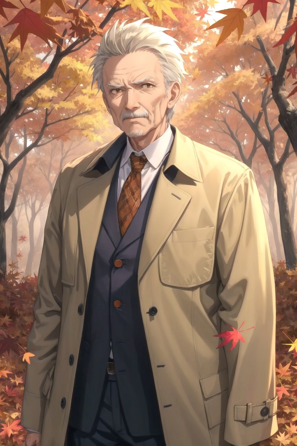紅葉と老紳士