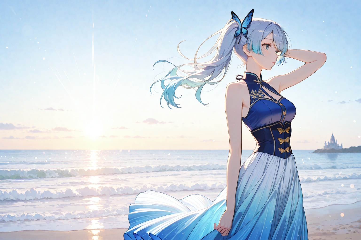 魔法剣士さん(hi neck dress+long layered skirt)