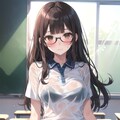 メガネっ娘　びしょ濡れでスタイルがバレる 3枚目