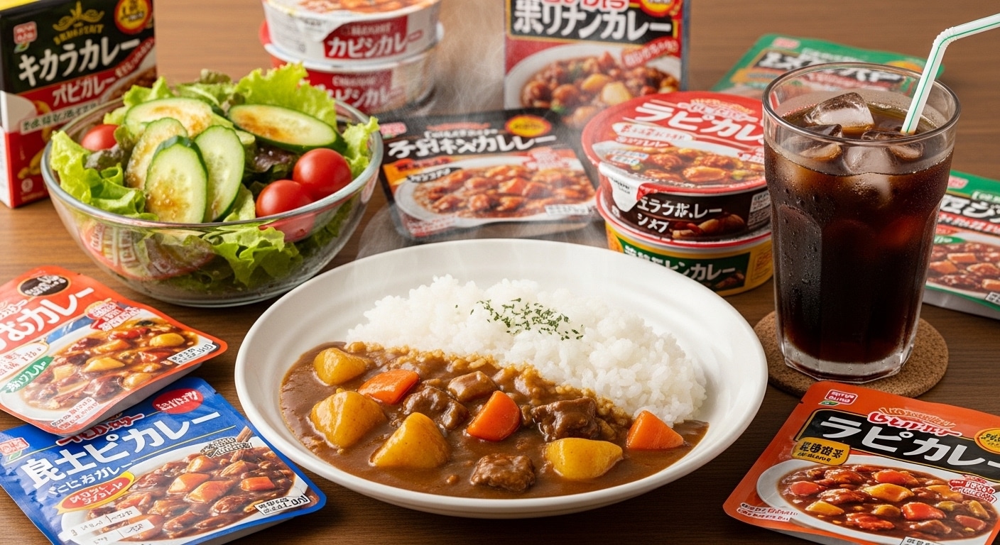 摩訶不思議食堂のレトルトカレー食べ放題 | の人気AIイラスト・グラビア