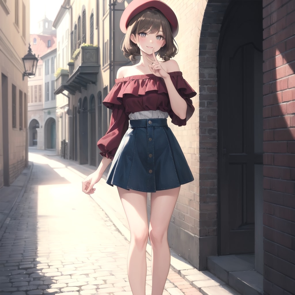 赤いベレー帽を被った女の子