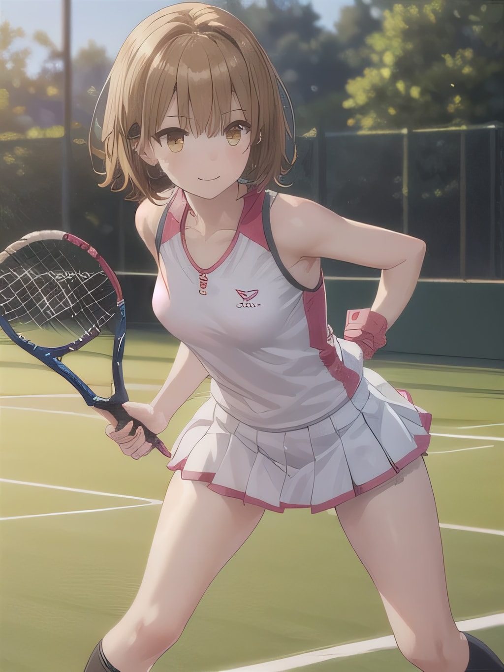 茶髪ボブでテニスウェアの少女３