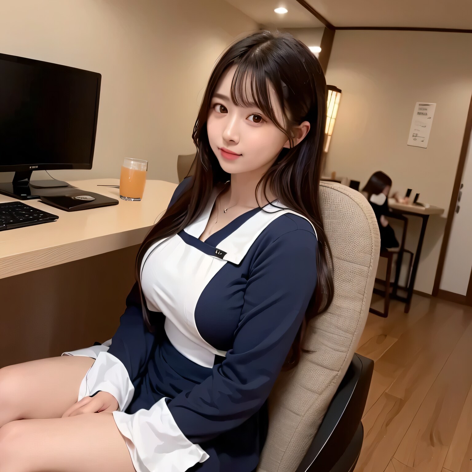 黒髪ロングで漫画喫茶の美女２５ | の人気AIイラスト・グラビア