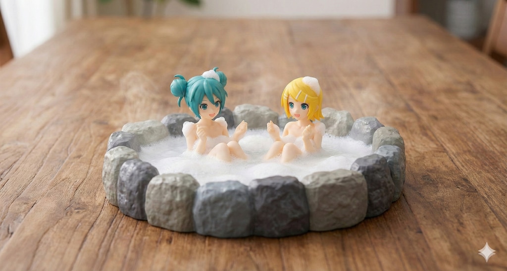 ミクさんリンさん 温泉フィギュア