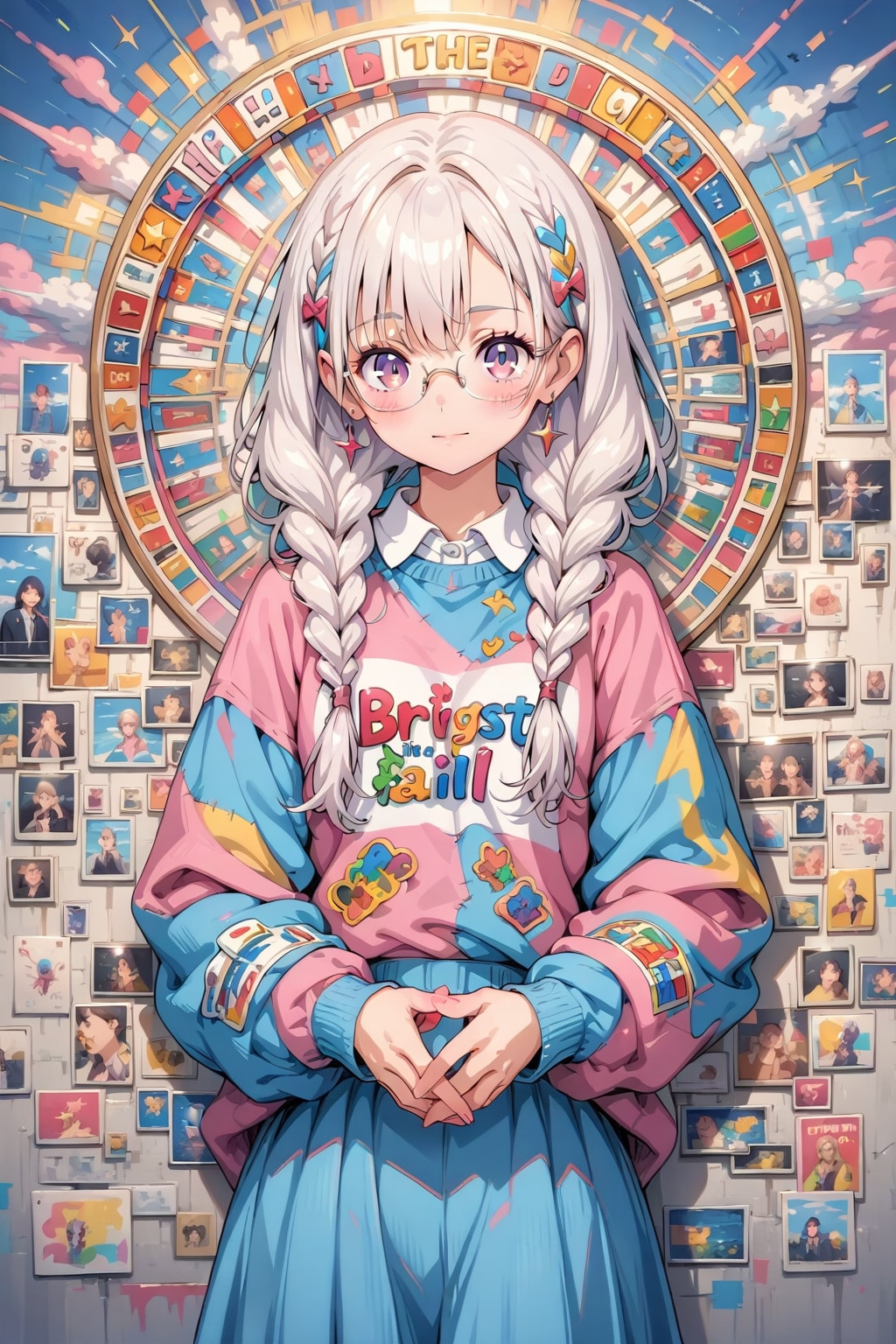 三つ編み眼鏡の白髪ちゃん