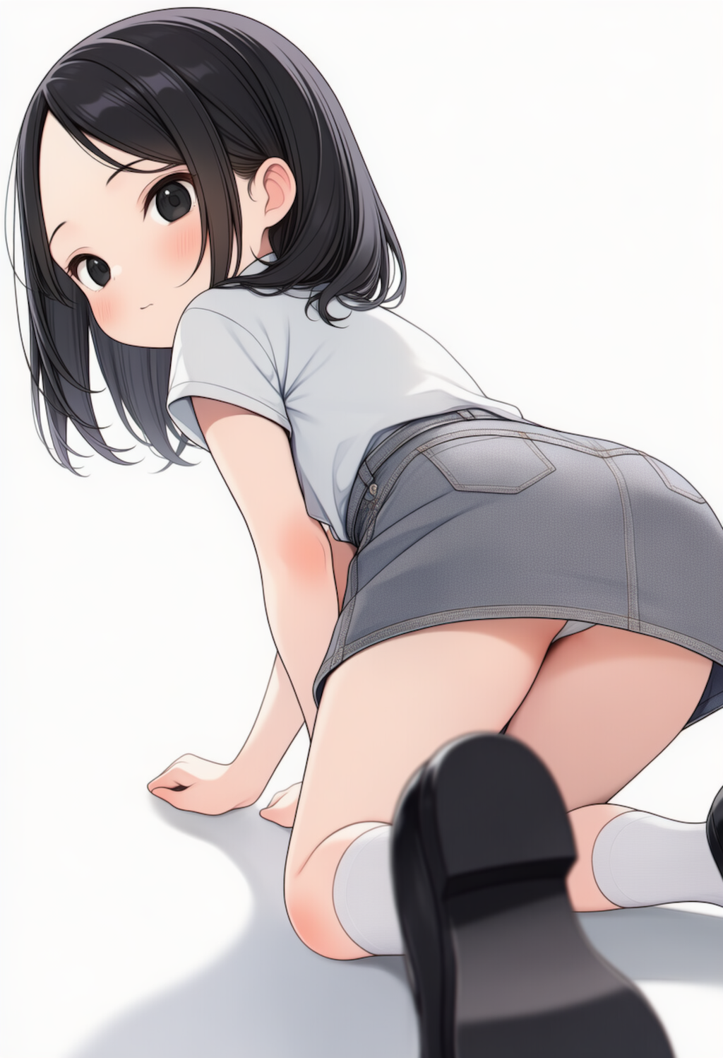 でこ出し少女の恥じらいパンチラ_260709