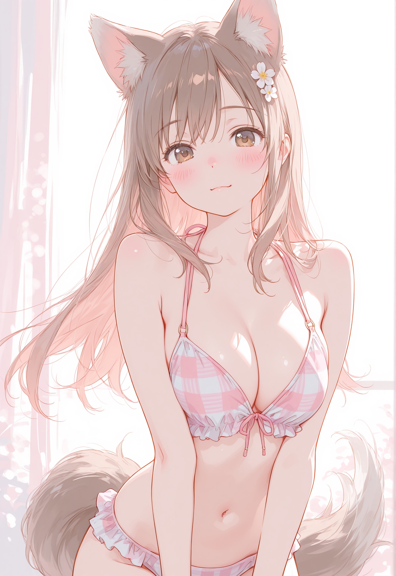 ビキニ姿のウルフ耳ちゃん