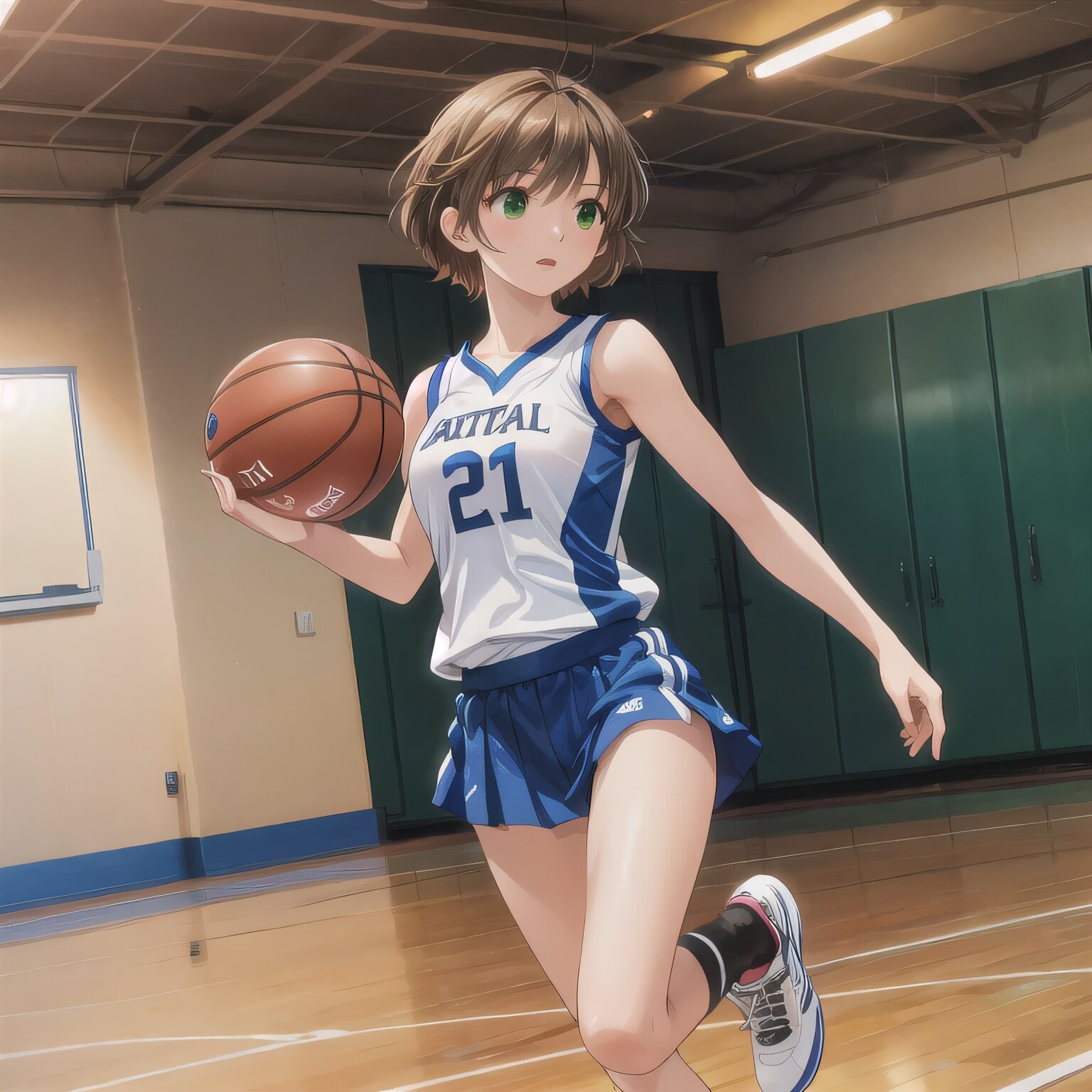 茶髪ボブでユニフォームの少女３ | の人気AIイラスト・グラビア