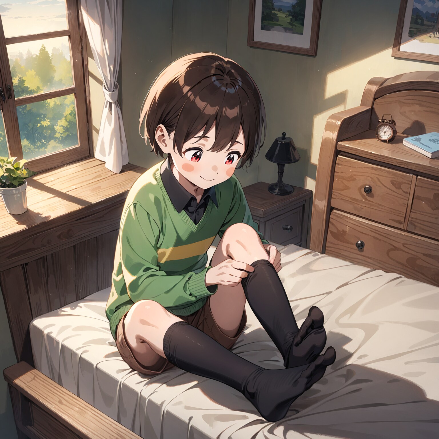 靴下を履いているキャラちゃん