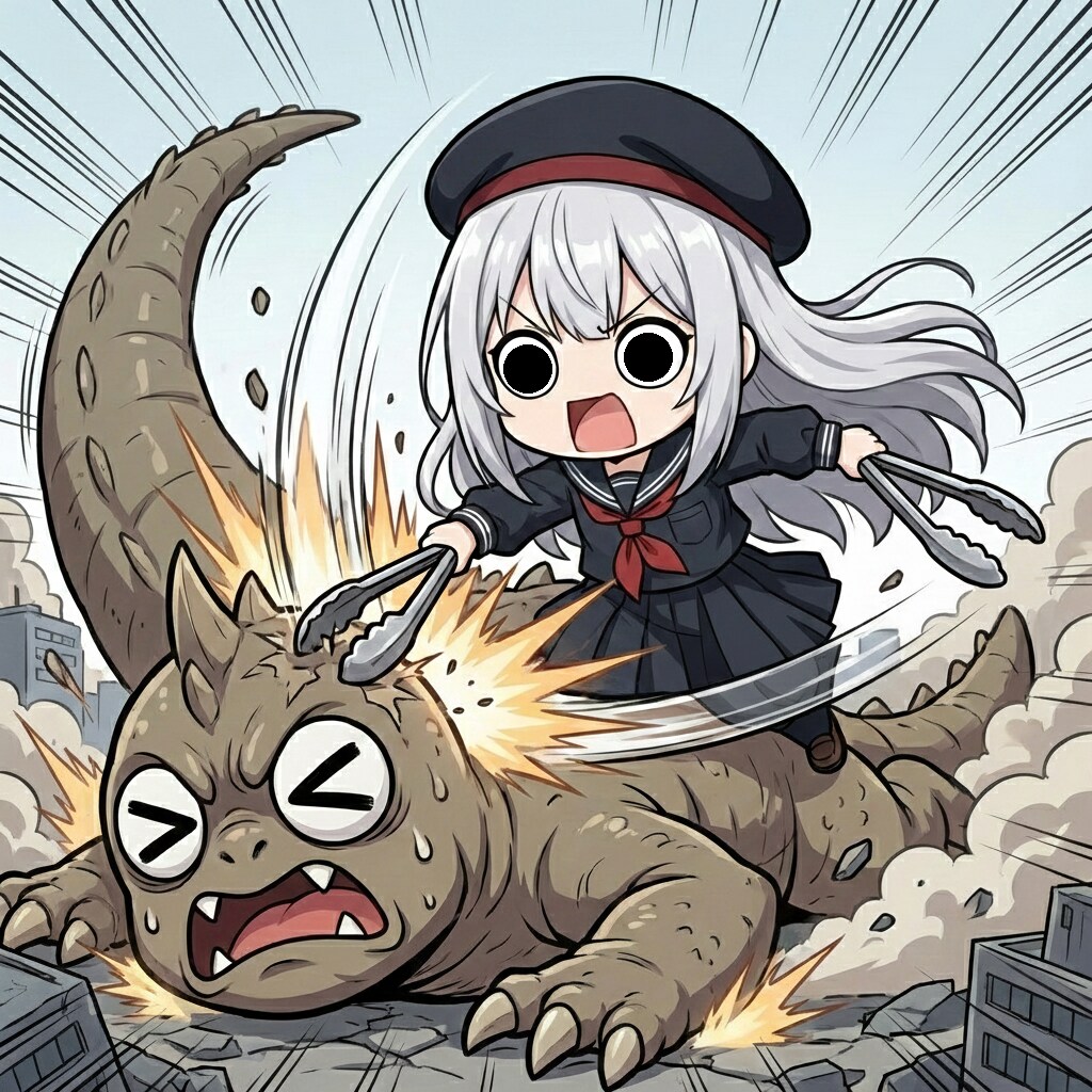 トングを装備してしまいよったえらいこっちゃ嬢