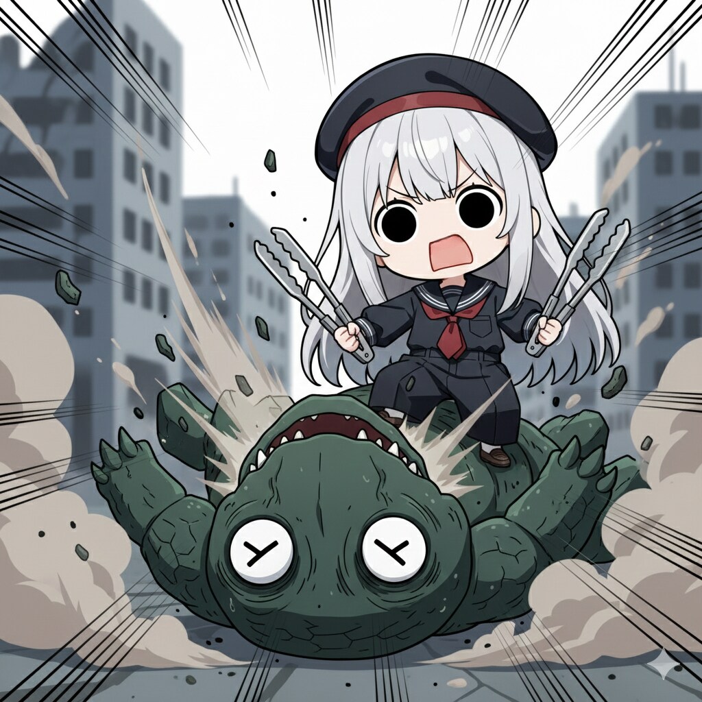 トングを装備してしまいよったえらいこっちゃ嬢