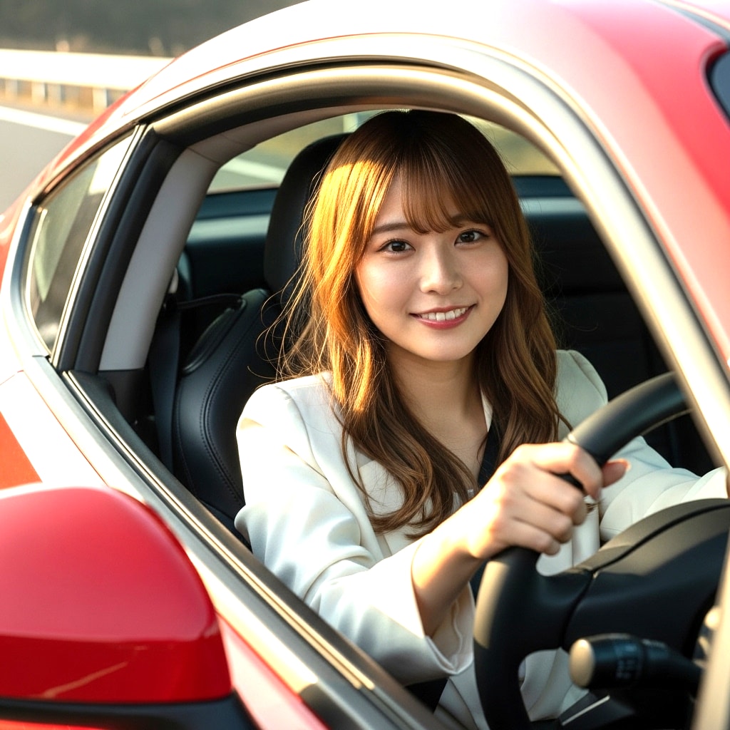 赤い車のお姉さん | の人気AIイラスト・グラビア