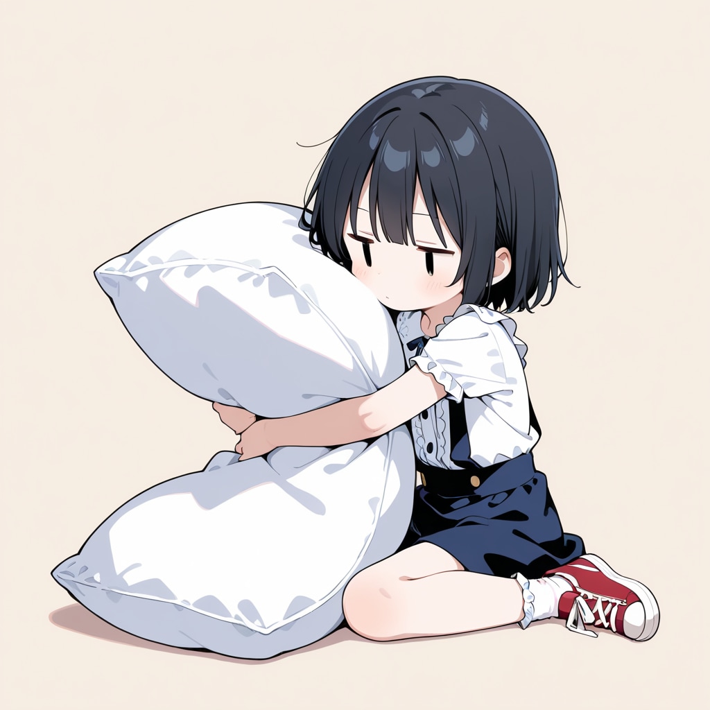 枕を抱きしめる