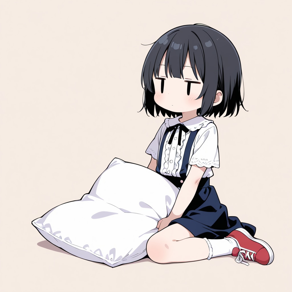 枕を抱きしめる