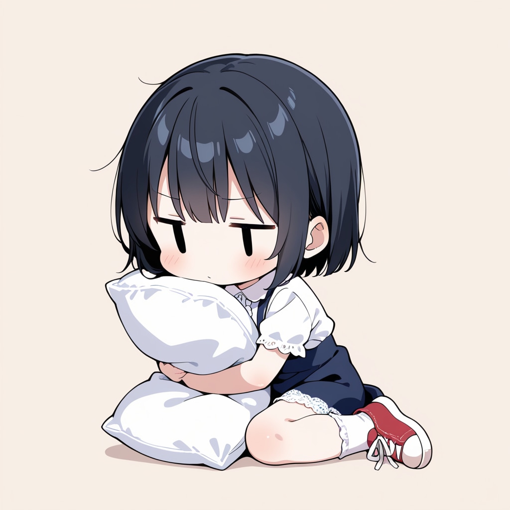 枕を抱きしめる