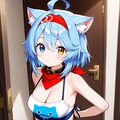バンダナ柄クロップトップ＆ハイウエストスカートセット（#Mocha_prompt）（3models） 7枚目